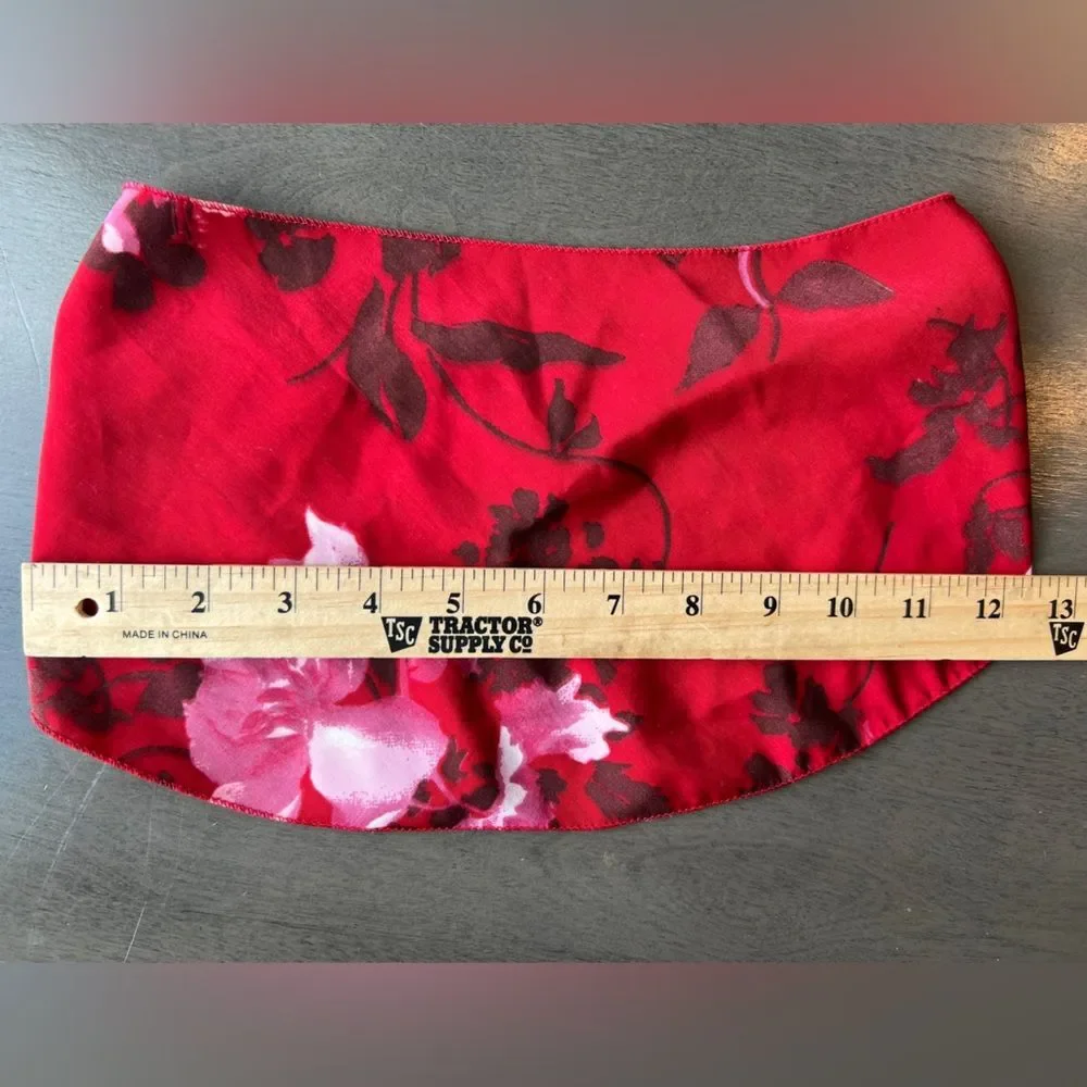 Red Floral Silk Headband Scarf Wide Head Wrap Hair Scarf